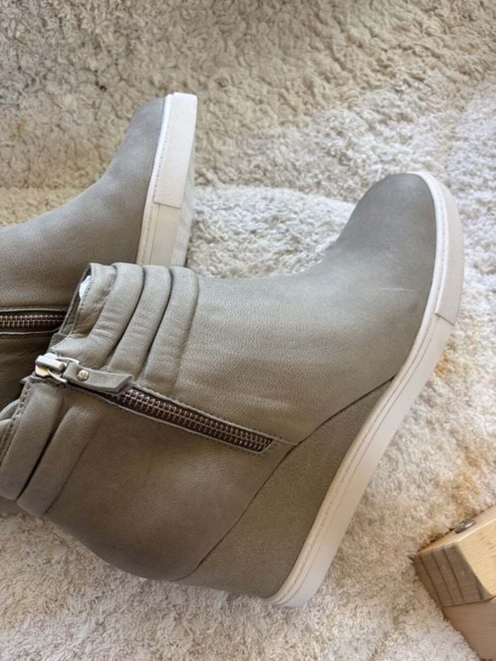 Paolo Taupe Wedge Ankle Boots with White Sole - Picture 4 of 5